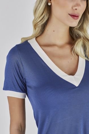 T-shirt Celestine Azul com Off-White