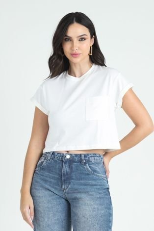 Blusa Tshirt Cropped Off White P Gazzy