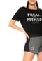 Camiseta Cropped Colcci Fitness Estampada Preta - Marca Colcci Fitness