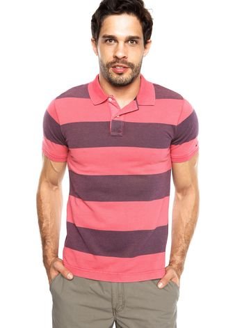 Camisa Polo Tommy Hilfiger Listras Rosa - Compre Agora