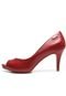 Peep Toe Couro Dumond Liso Vermelho - Marca Dumond