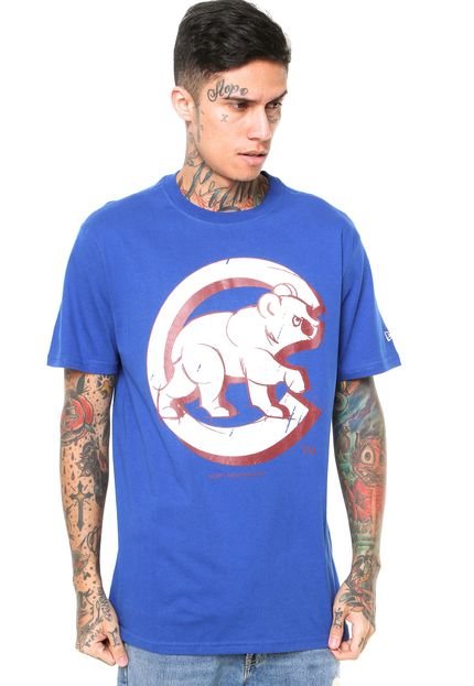 Camiseta New Era Sketch 3 Chicago Cubs Azul - Marca New Era