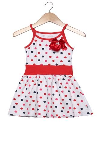 Vestido Curto Tricae Detalhe Infantil Branco/ Vermelho