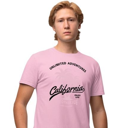 Camisa Camiseta Genuine Grit Masculina Estampada Algodão 30.1 California Other Side - P - Rosa Bebe - Marca Genuine