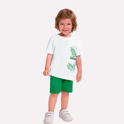Conjunto Infantil Menino Milon Blusa com Estampa de Folhas Verde - Marca Milon