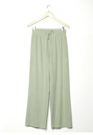 Calça de Linho Pantalona Sob Verde