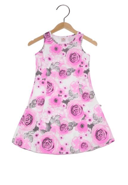 Vestido Manga Curta Brandili Floral Infantil Rosa - Marca Brandili