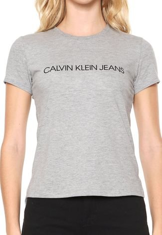 Camiseta Calvin Klein Jeans Embossed Cinza