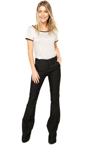 Calça Jeans Calvin Klein Jeans Flare Nervuras Preta