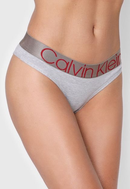 Calcinha Calvin Klein Underwear Biquíni Logo Cinza - Marca Calvin Klein Underwear