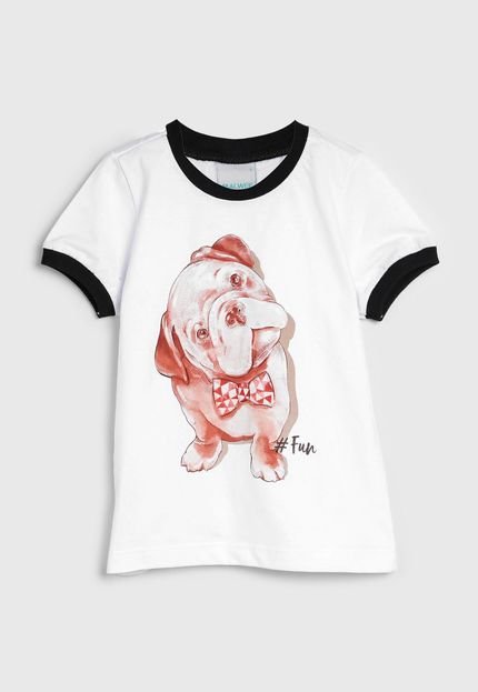 Camiseta Malwee Infantil Cachorrinho Branca - Marca Malwee