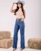 Calça Jeans Wide Leg Feminina Cintura Alta com Cinto 23602 Escura Consciência - Marca Consciência