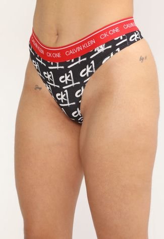 Calcinha Calvin Klein Underwear Fio Dental One Painted Logo Preta - Compre  Agora