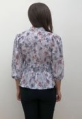 Blusa Bata HdD Mangas Bufantes Babado Cinza Floral - Marca Hora de Diva