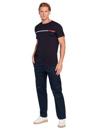 Camiseta Tommy Hilfiger Mono Type Chest Stripe Masculina - Marinho