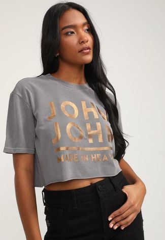 Camiseta John John Cropped Penny Feminina Preta - Dom Store Multimarcas  Vestuário Calçados Acessórios