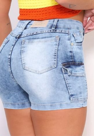 Shorts Cargo Feminino Azul Jeans Alleppo Jeans
