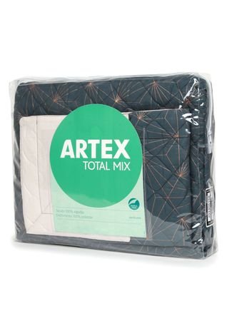 Kit 3 Pçs Cobreleito King Artex Total Mix Astral Azul