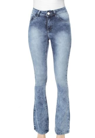 Calça Jeans Amber Flare Estonada Azul