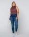 Calça Jeans Skinny Feminina Plus Size Cintura Alta Botões Barra 22280 Escura Consciência - Marca Consciência