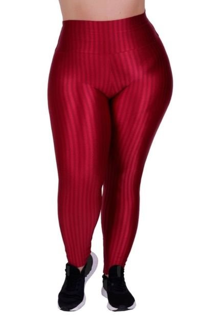 Calça Plus Size Feminina Legging Para Academia 3D 46 48 50 Vermelho - Marca TERRA E MAR MODAS