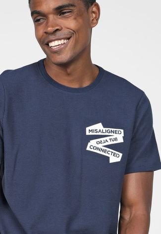 Camiseta Enfim Lettering Azul-Marinho