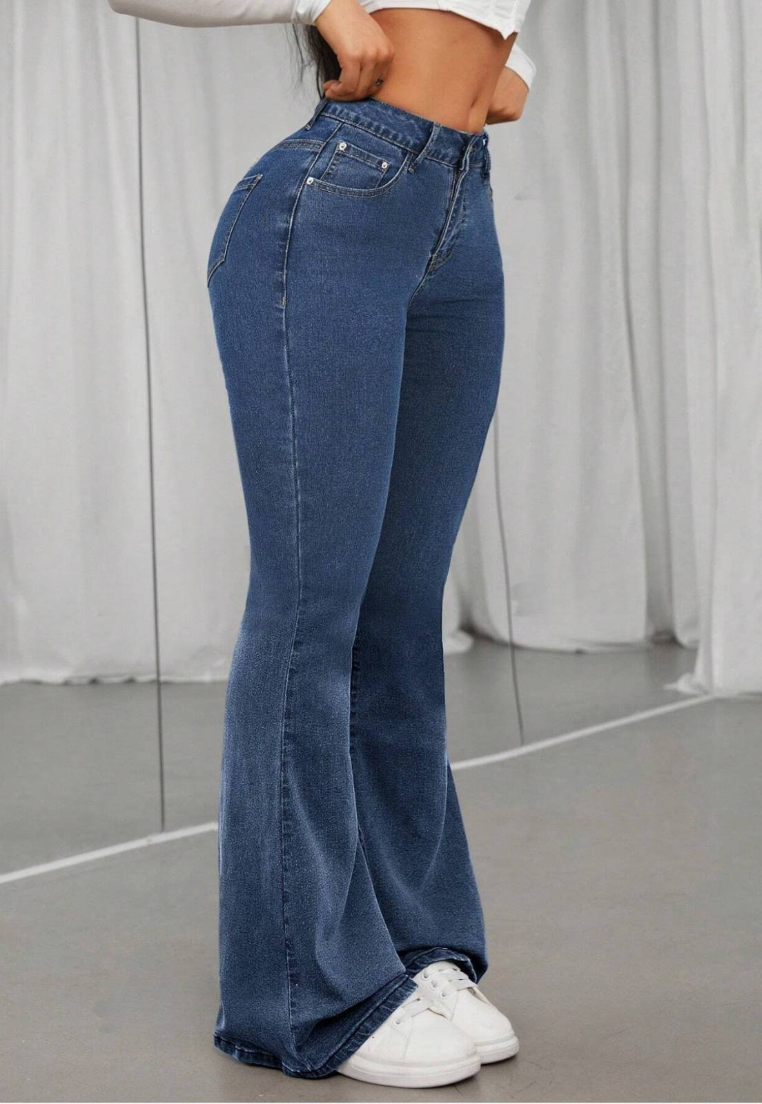 Calça Jeans Flare Feminina Lavagem Escura Cintura Alta e Modelagem Perfeita - Marca TEX JEANS