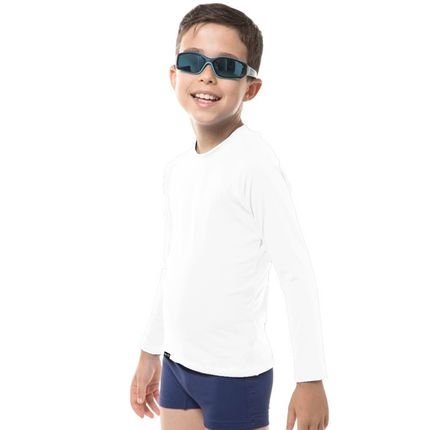 Camiseta de Proteção Solar Infantil Fator Uv 50 Branco - Marca Slim Fitness