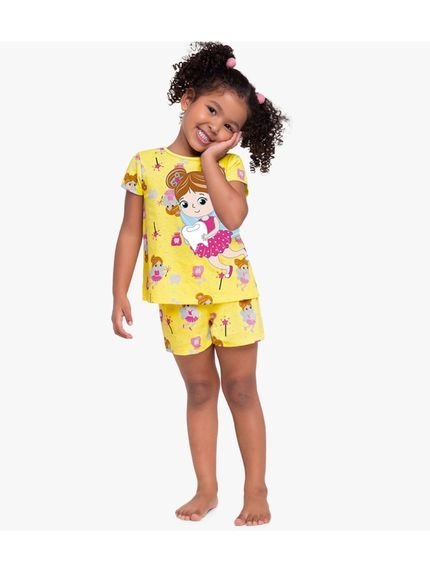 Pijama Fadinha do Dente que Brilha no Escuro Infantil Menina Kyly Amarelo - Marca Kyly
