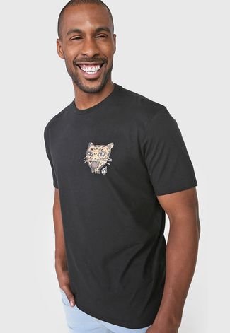 Camiseta Volcom Ozzy Tiger Preta