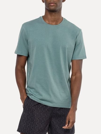 Camiseta Calvin Klein Swimwear Masculina C-Neck Shoulder Verde Médio - Marca Calvin Klein