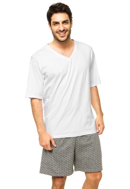 Pijama Lupo Estampa Branco/Cinza - Marca Lupo
