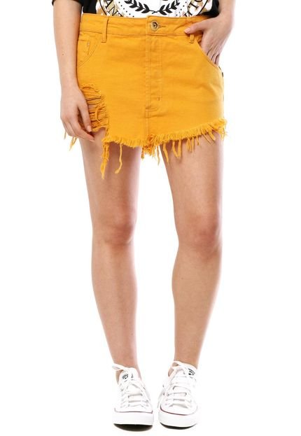 Saia Jeans Coca-Cola Jeans Mini Skirt Moust Amarela - Marca Coca-Cola Jeans