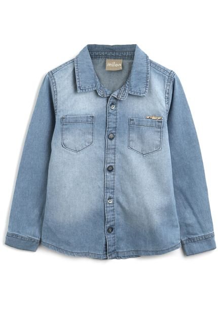 Camisa Jeans Milon Infantil Estonada Azul - Marca Milon