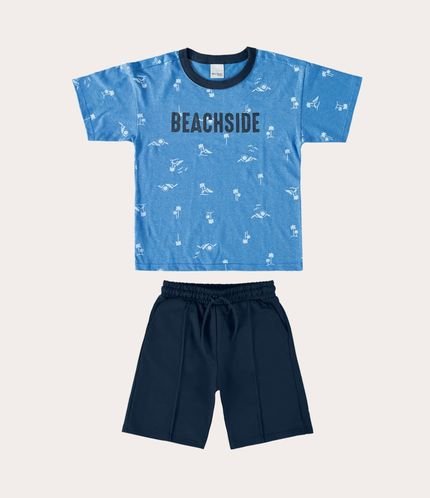 Conjunto Infantil Menino Camiseta e Bermuda Em Moletinho Malwee Kids - Marca Malwee Kids