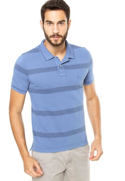 Camisa Polo Tommy Hilfiger Listras Azul - Marca Tommy Hilfiger