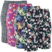 Kit 4 Bermudas Liganete Estampado Feminino Cós Alto Elástico - Marca Zafina