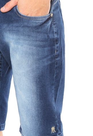 Bermuda Jeans Polo Wear Reta Estonada Azul