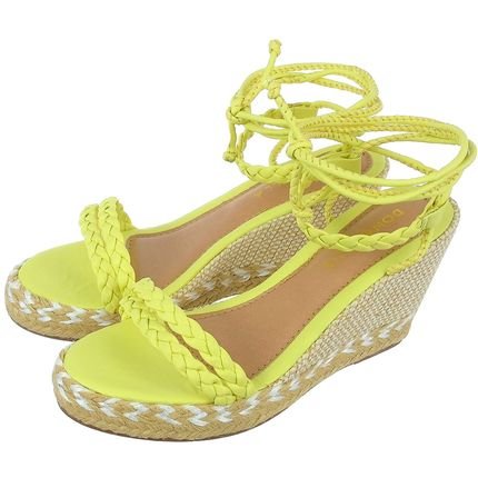 Sandália Anabela  Feminina Donatella Shoes Plataforma Corda Tira Trança Gladiadora Lemon - Marca Monte Shoes