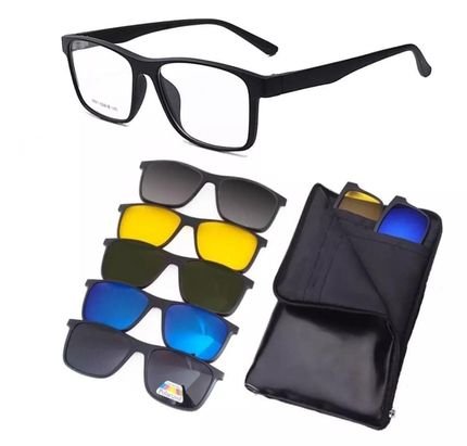 Armação Óculos Grau Clipon Masculino Quadrada 5 em 1 Malásia - Marca Palas Eyewear