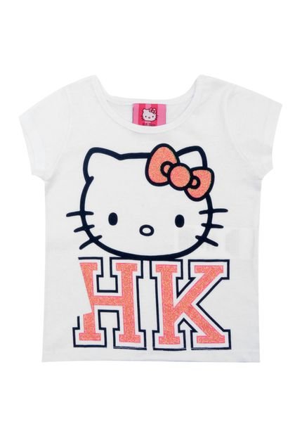 Blusa Hello Kitty Manga Curta Menina Branca - Marca Hello Kitty