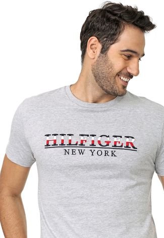 Camiseta Tommy Hilfiger Bordada Cinza