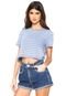 Camiseta Cropped Be Red Estampada Azul - Marca Be Red