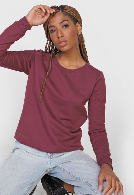 Blusa de Moletom Flanelada Fechada FiveBlu Lisa Vinho - Marca FiveBlu