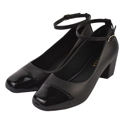 Sapato Scarpin Donatella Shoes Bico Quadrado Confort Bicolor Preto - Marca Monte Shoes