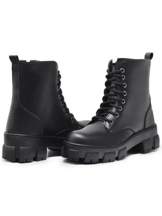 Bota Coturno  Feminino Tratorada Franca Griffe Preto