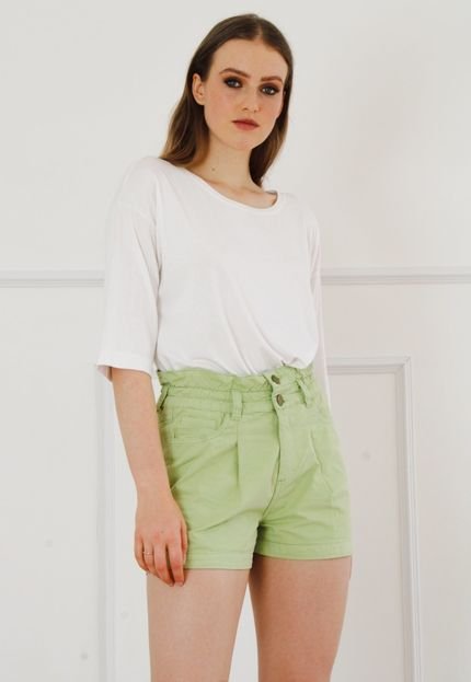 Shorts Clochard Sisal Jeans Cintura Alta Sarja Verde - Marca Sisal Jeans