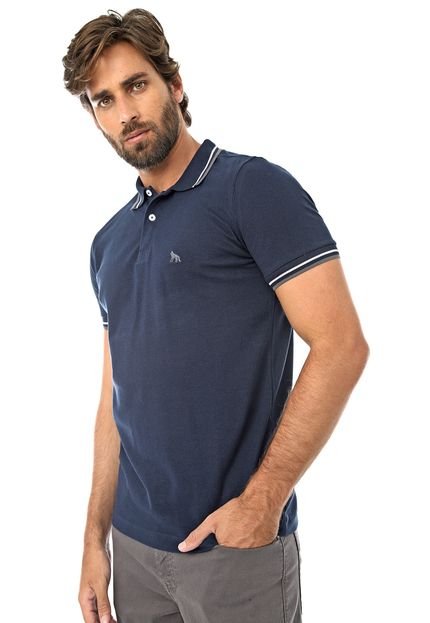 Camisa Polo Acostamento Reta Frisos Azul-marinho - Marca Acostamento