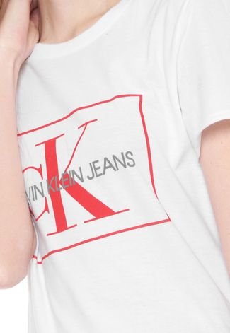 Camiseta Calvin Klein Jeans Logo Mullet Branca