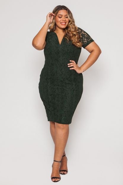 Vestido Almaria Plus Size Pianeta Festa Renda Verde - Marca Almaria Plus Size